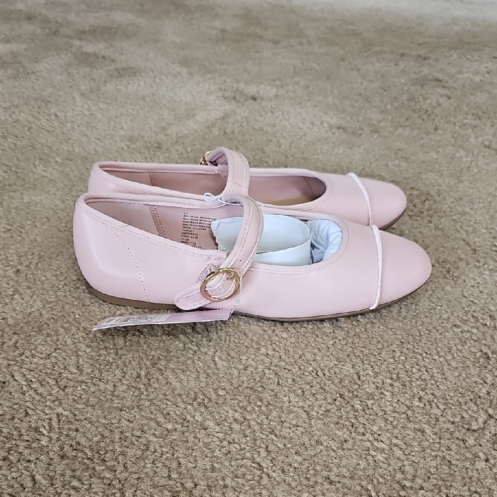 Wild Fable Pink Mary Jane Ballet Flats with Strap Size 10 NEW